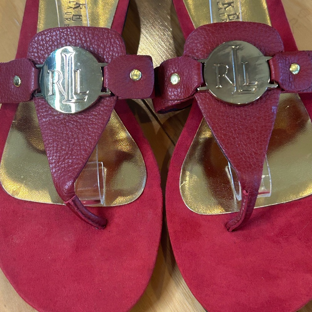 Ralph Lauren Kalana Red Thong Women’s Sandals - Picture 8 of 13